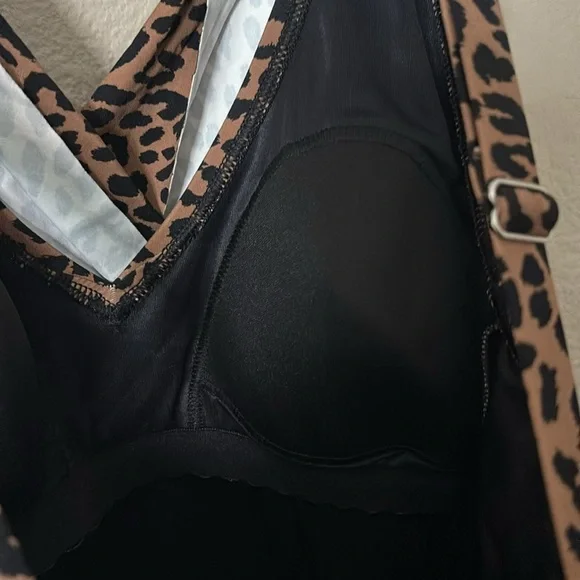 Lands End Womens Wrap Swim Dress Swimsuit Animal Print Leopard Size 8